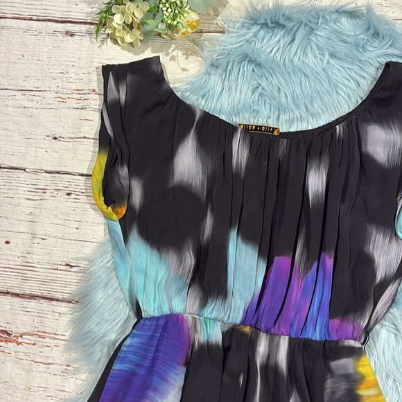Alice + Olivia Silk Watercolor Flutter Silk Mini Dress - Picture 8 of 10